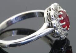 Alternative view of Ruby and Diamond Cluster Ring