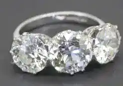 Diamond ring with large, brilliant-cut gemstones for special occasions.