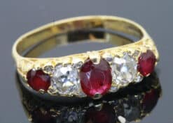 Ruby and Diamond Five Stone Ring
