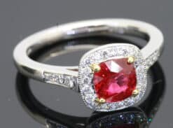 Burma Ruby and Diamond Cluster Ring