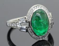 Emerald and Diamond Cluster Ring