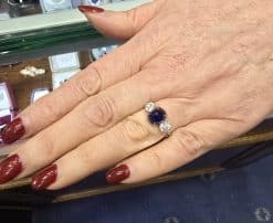 Elegant sapphire and diamond ring showcased at Weldons Jewellers. Perfect for special occasions and.