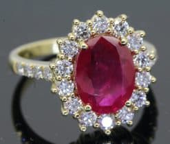 Ruby and Diamond Cluster Ring