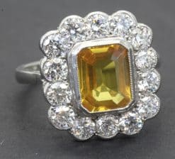Yellow Sapphire and Diamond Ring
