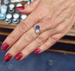 Alternative view of Sapphire and Diamond Toi et Moi Ring