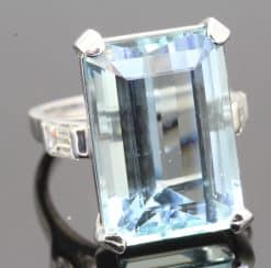 Aquamarine and Diamond Cluster Ring
