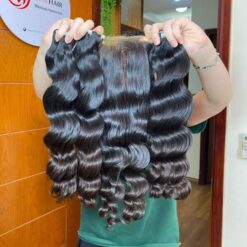 natural wave bundles with closure brown tips