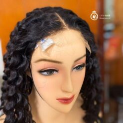 5x5 transparent front lace deep wave 16'' human hair wig