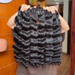 Neat and secure machine wefts on our raw Vietnamese hair bundles