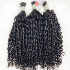Pixie curly bulk human hair extensions for braiding