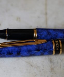 Stylo Roller Waterman Expert en Laque Bleu Lapis Lazuli Marbré & Plaqué Or 18 Carats