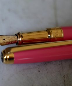 Stylo plume S.T. Dupont Ligne D - Laque de Chine - finition métal plaqué Or - Plume en or massif 14 carats