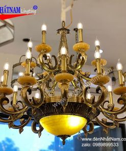 Đèn chùm Đồng đá 15 tay