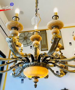 Đèn chùm đồng đá cao cấp