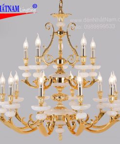 Đèn chùm đồng mạ vàng 24k cho biệt thự