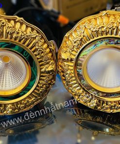 Đèn âm trần đồng mạ vàng thật 24k khoét lỗ 95-105 12w