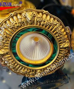Đèn âm trần đồng mạ vàng thật 24k khoét lỗ 95-105 12w