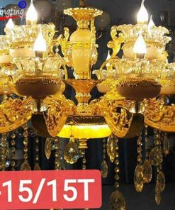 Đèn chùm 15 tay, bát đá tự nhiên
