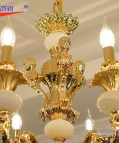 Đèn chùm đồng đá mạ vàng