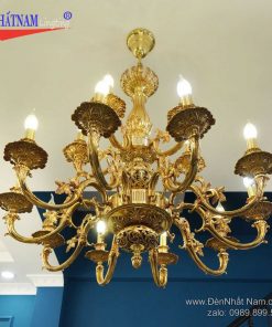 Đèn chùm đồng mạ vàng