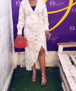 Robe femme élégante blanche imprimée – Mode chic Olayinka Market