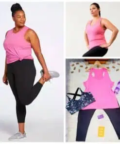 Ensemble sport femme grande taille friperie rose legging débardeur