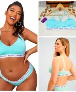 Brassière confort sans armature grande taille XL-3XL friperie aqua