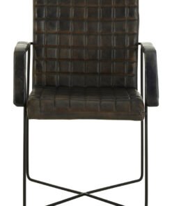 Belgravia Iron and Grey Leather Weave Chair