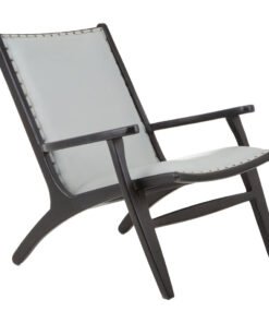 Alternative view of Colonial Grey Leather and Teak Wood Chair