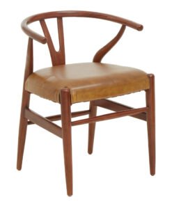 Alternative view of Colonial Tan Leather Wishbone Dining Chair