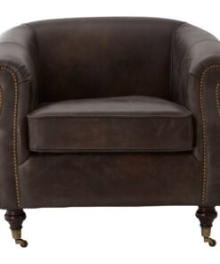 Alternative view of Hugo Dark Grey Brown Leather Curved Armchair