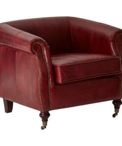 Hugo Deep Red Leather Armchair