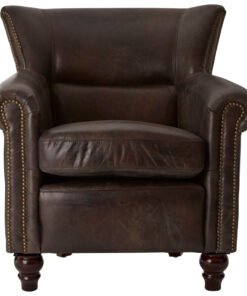 Alternative view of Hugo Dark Grey Brown Leather Armchair