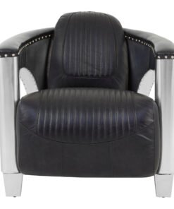 Hugo Black Leather Sofa Chair