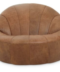 Farringdon Light Brown Leather Lounge Cocoon Chair