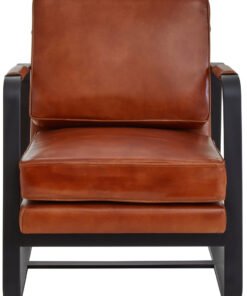 Belgravia Brown Leather Armchair With Black Iron Frame