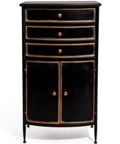Black And Antique Gold "Orwell" Door & Drawer Side Cabinet