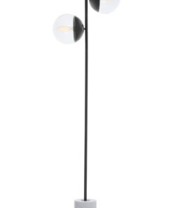 Revive Two Light Black Floor Lamp With Marble Base