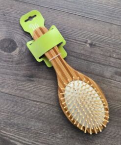 Cepillo plano redondo madera bambú peinar cabello 1