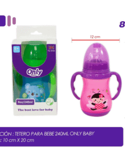Biberón Tetero con Asa Colores Only Baby 8 Onzas Altino