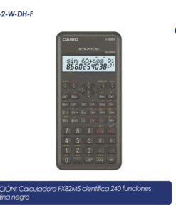 Calculadora FX82MS con 240 funciones científicas, pantalla de 2 líneas y pila alcalina
