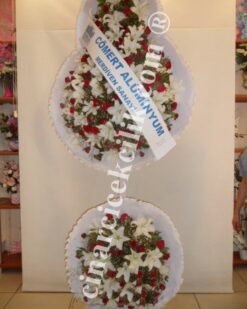 Kırmızı Beyaz Düğün Açılış Nişan Çelenk Çift Katlı