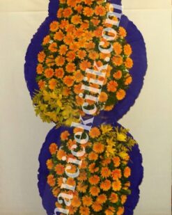 Düğün Açılış Nişan Çelenk Çift Katlı Turuncu