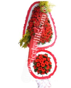 Çift Katlı Kırmızı Gerbera Düğün Nişan Çelenkleri