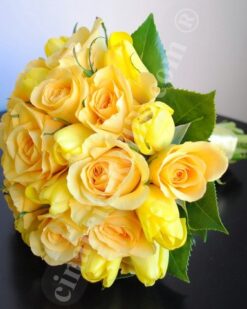 Sarı Gül Lale Gelin Buketi