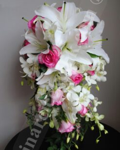 Pembe Gül Pembe Lilyum Gelin Buketleri GB164