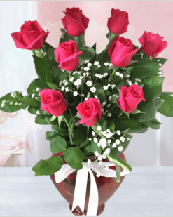 Gülümseten Sevgiliye, 9 Adet Pembe Gül - C-KLP127