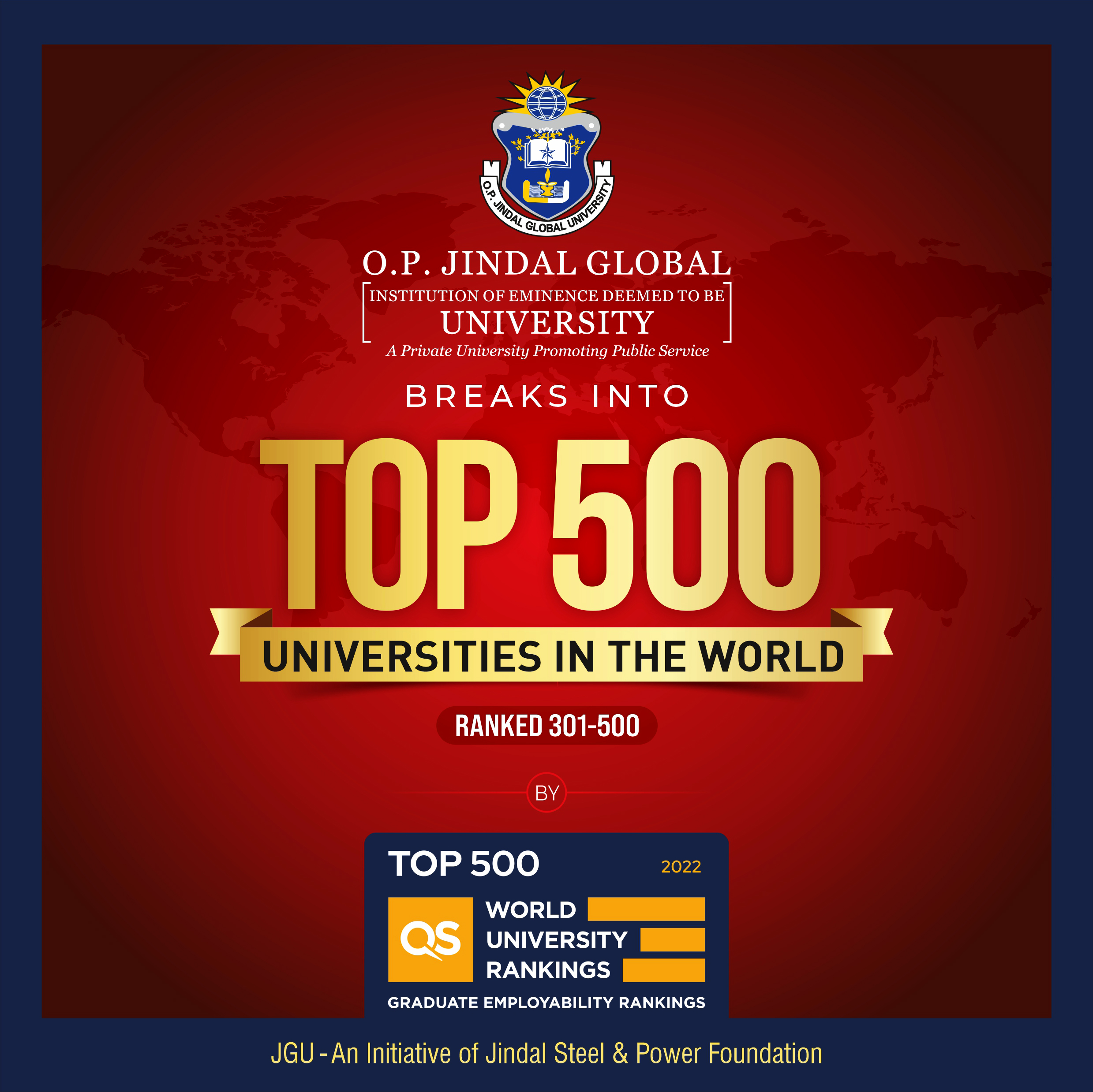O.P. Jindal Global University Breaks into the World's TOP 500 Universities  in the QS Graduate Employability Rankings 2022 - The Blog