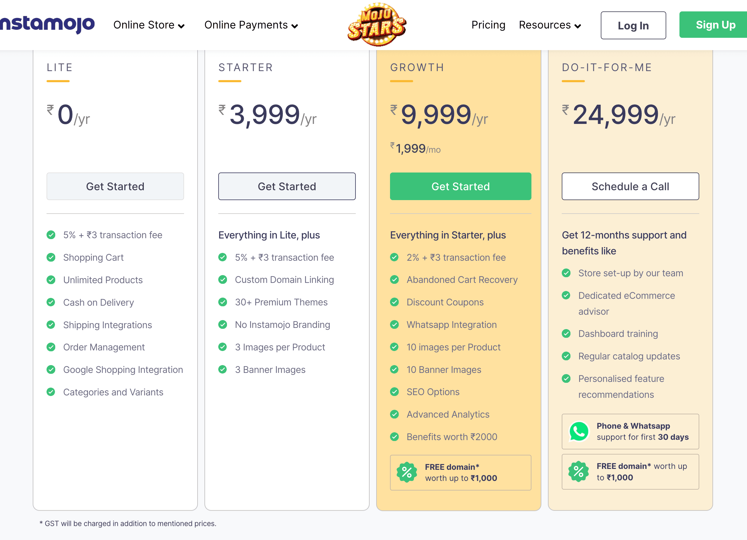 instamojo pricing