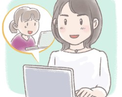 オンラインセミナー パソコン画面で受講生とやりとりをする講師の女性